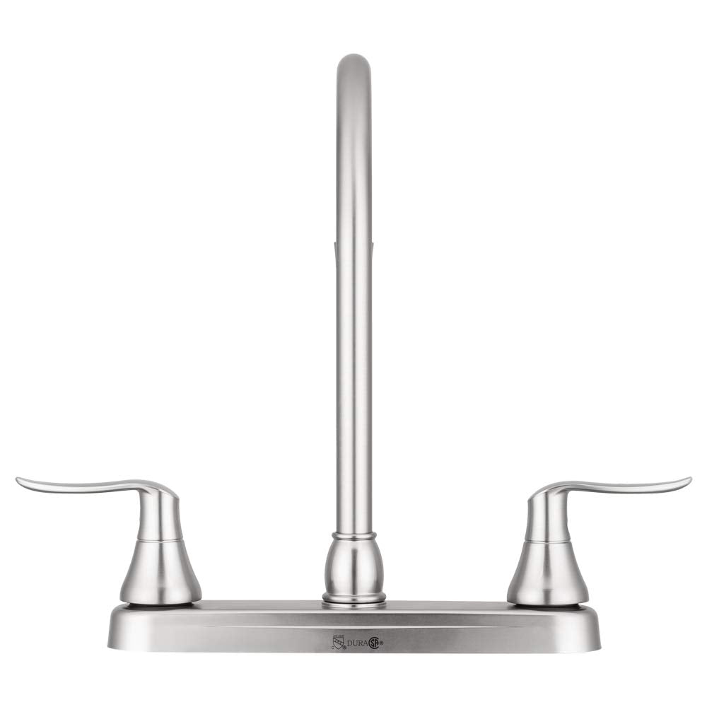 DURA FAUCET DF-PK330HLH-SN RV Swivel J-Spout Kitchen Faucet (Satin Nickel) RV & Camper