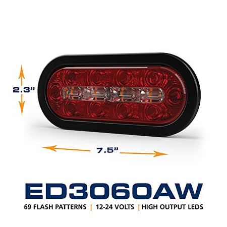 ECCO ECCO LED STTR Warning Light LEDs 8 Inch Amber White 12V 24V Surface Mount Waterproof Construction