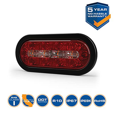 ECCO ECCO LED STTR Warning Light LEDs 8 Inch Amber White 12V 24V Surface Mount Waterproof Construction