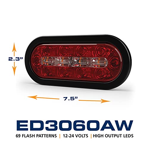 ECCO ECCO LED STTR Warning Light LEDs 8 Inch Amber White 12V 24V Surface Mount Waterproof Construction