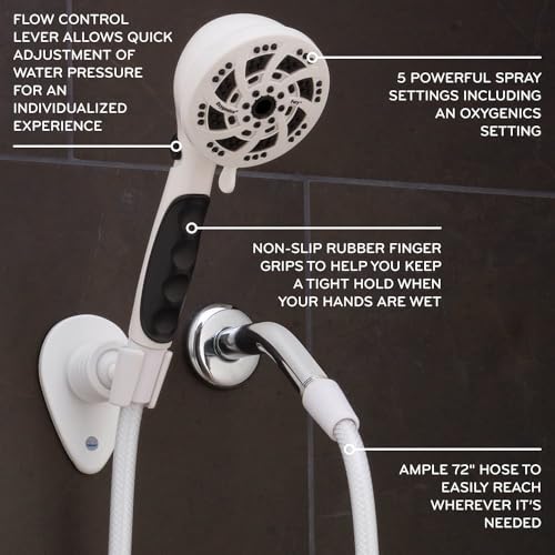 ETL 92789 Oxygenics Fury RV Handheld Shower Head Kit, White RV & Camper
