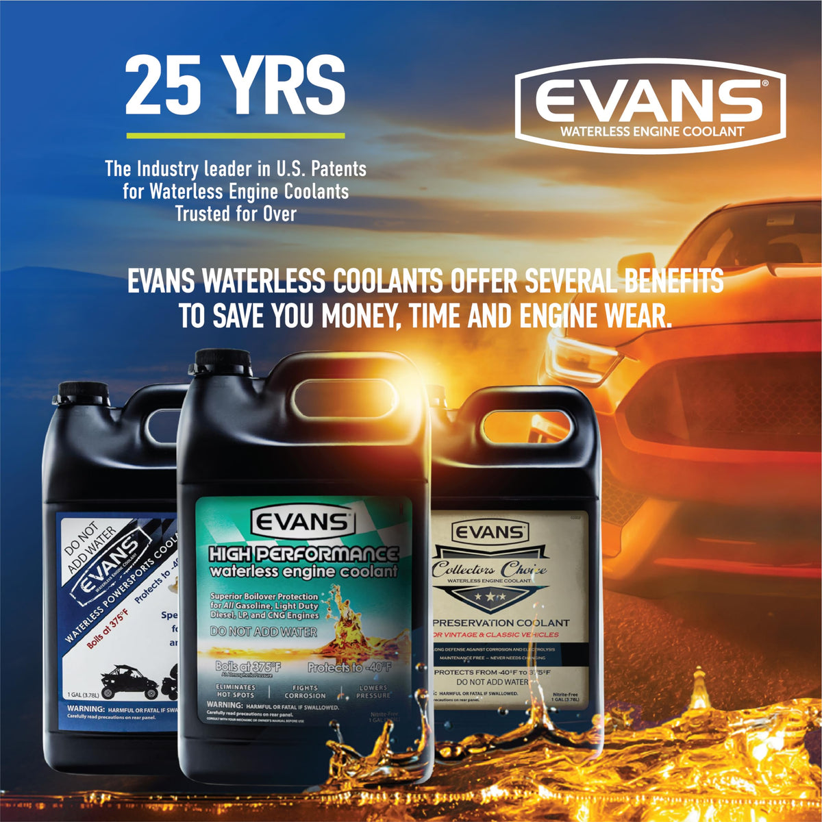 EVANS EVANS Coolant EC72064 Powersports Waterless Engine Coolant, 1/2 gallon