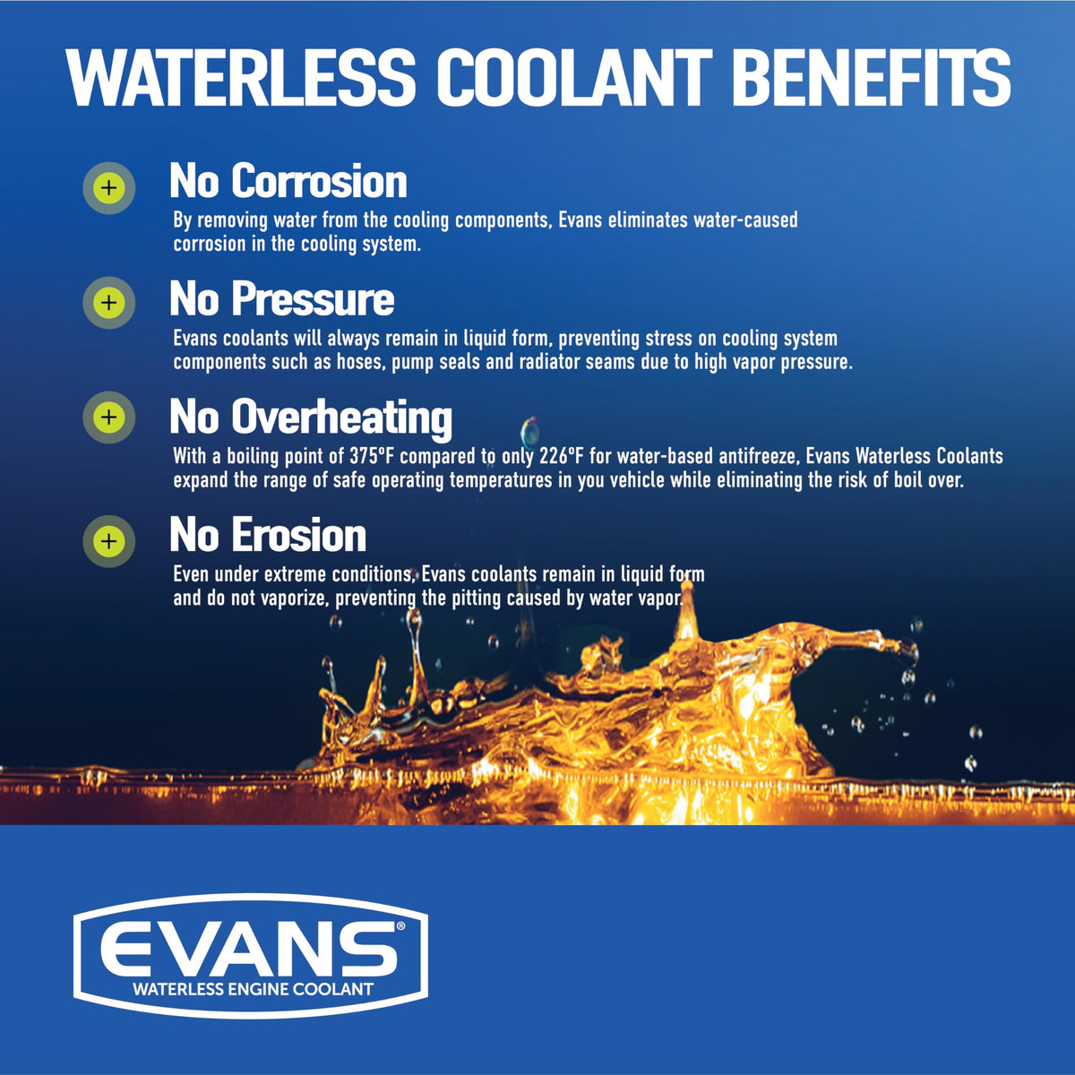 EVANS EVANS Coolant EC72064 Powersports Waterless Engine Coolant, 1/2 gallon