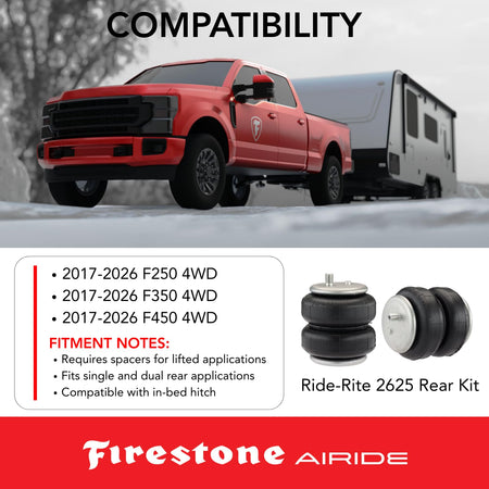 FIRESTONE F36_2625 Airide 2625 Rear Air Spring Kit with Mounting Assembly Overlanding & 4x4