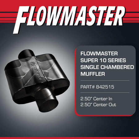 FLOWMASTER 842515 Super 10 Series Muffler – 2.50 Center In / 2.50 Center Out Overlanding & 4x4