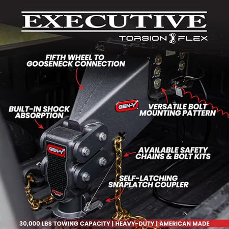 GEN-Y HITCH GH-8056AL Rhino Fifth Wheel Pin Box with Gooseneck SnapLatch Coupler | 1,500-...