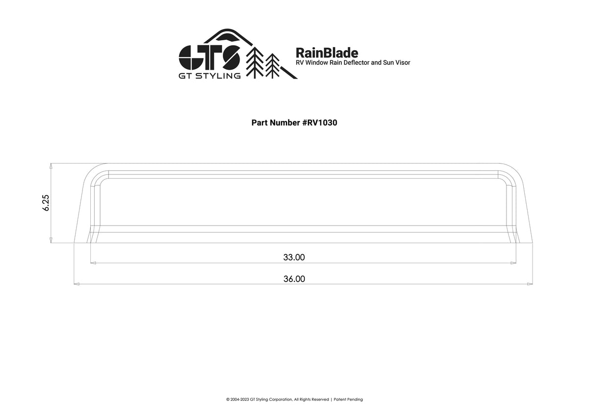 GT STYLING RV1030 RV WINDOW RAIN BLADE FITS 30 INCH