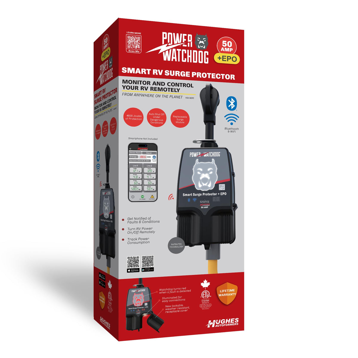HUGHES AUTO PWD50EPOW Power Watchdog Smart RV Surge Protector, 50A, WiFi, IP65 RV & Camper