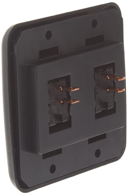 JR Products JR Products 12235 Black Double SPST On-Off Switch with Bezel