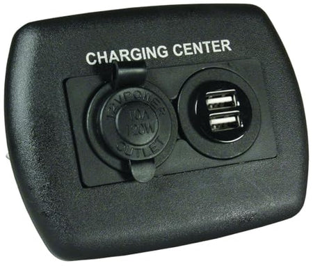 JR PRODUCTS 15095 12V/USB Charging Center - Black RV & Camper