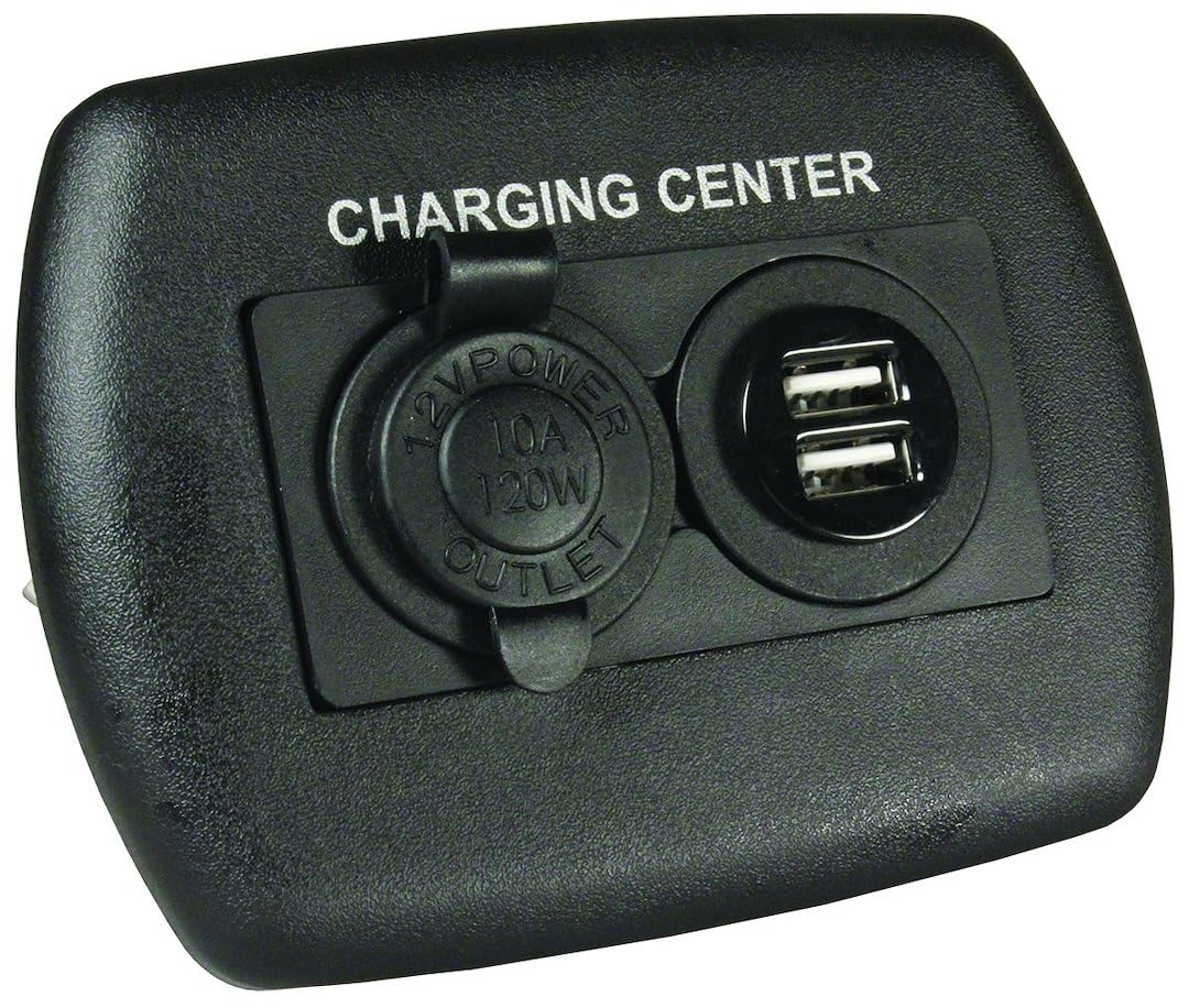 JR PRODUCTS 15095 12V/USB Charging Center - Black RV & Camper