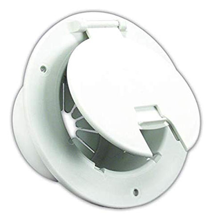JR PRODUCTS 541-2-A Polar White Deluxe Round Electric Cable Hatch with Back RV & Camper