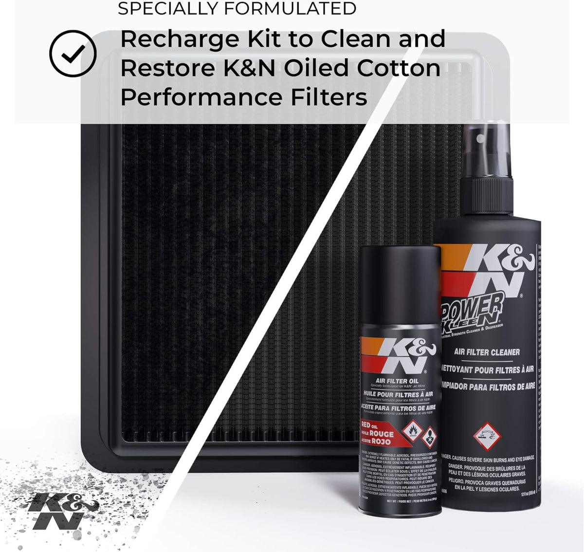K&N FILTER 99-5050BK K&N Air Filter Cleaning Kit: Squeeze Bottle Filter Cleaner and Blac...