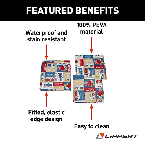 LIPPERT COMP 2022107835 Lippert Vinyl Tablecloth with Bench Covers for Picnic Tables - Camp...