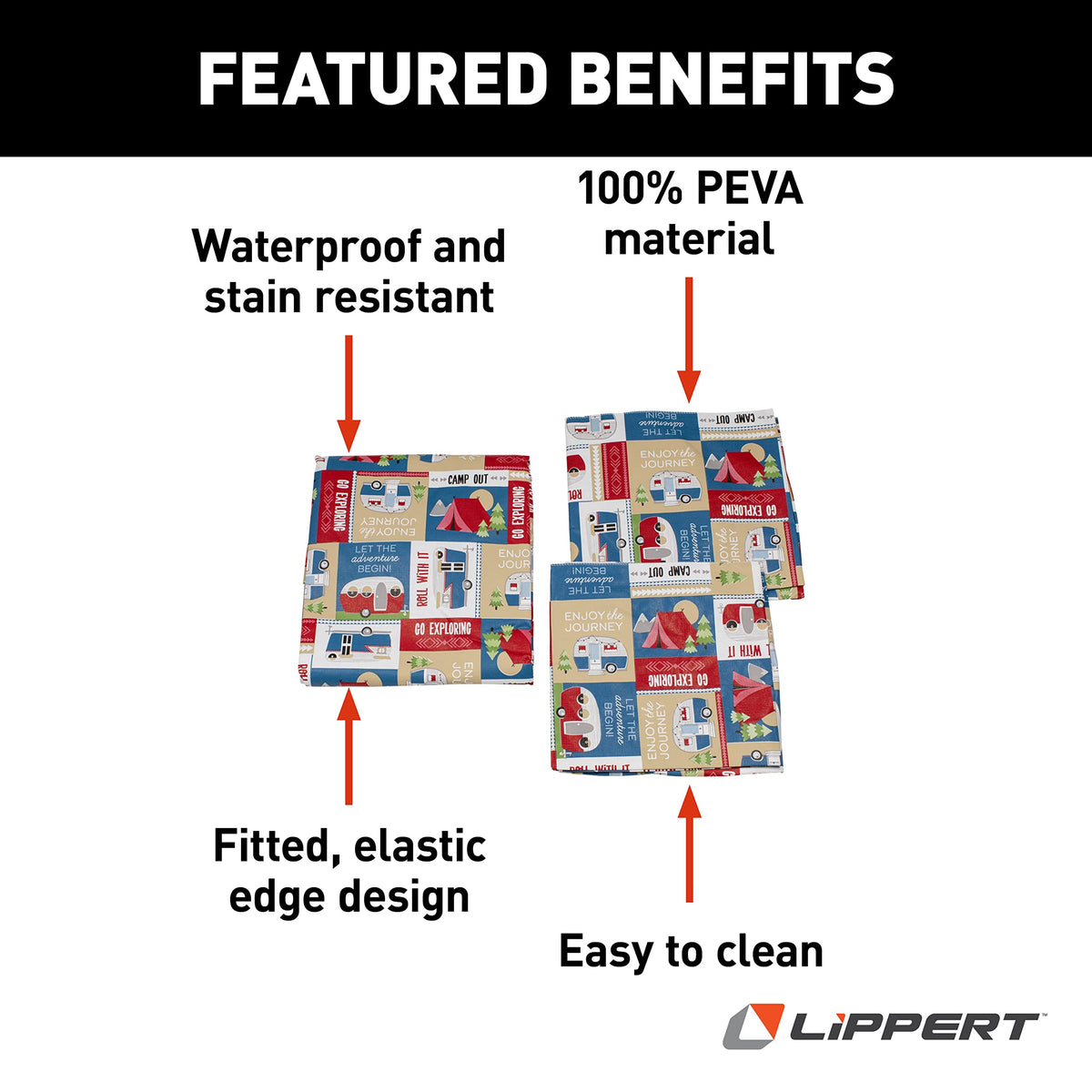 LIPPERT COMP 2022107835 Lippert Vinyl Tablecloth with Bench Covers for Picnic Tables - Camp...