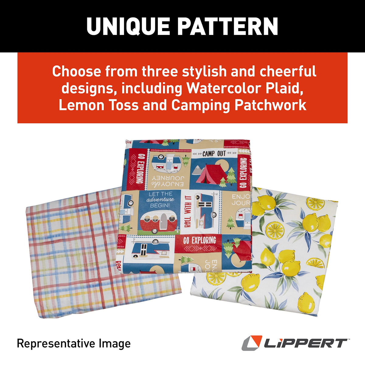 LIPPERT COMP 2022107835 Lippert Vinyl Tablecloth with Bench Covers for Picnic Tables - Camp...