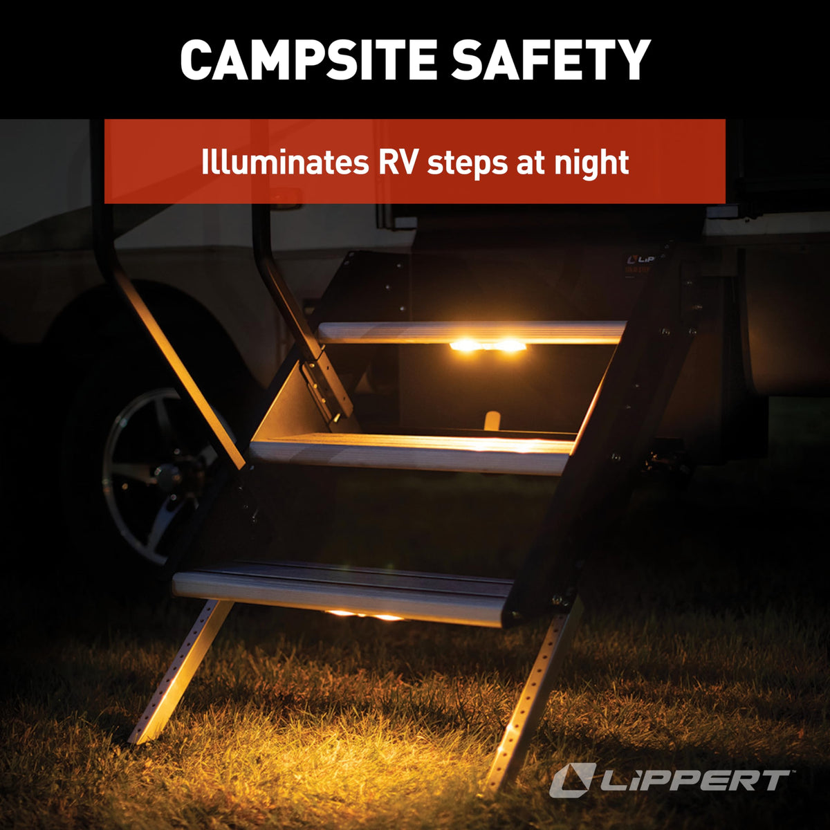 LIPPERT COMP 2022172335 Lippert Wireless Motion-Activated LED RV Step Light with IP65 Ratin...