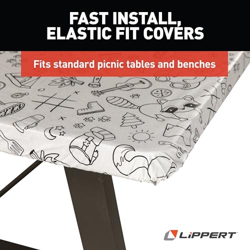 LIPPERT COMP 2023051696 Lippert Color Escape Vinyl Tablecloth/Bench Cover Set for Camping a...