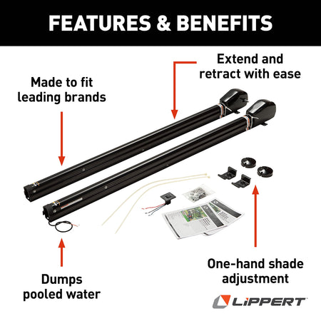 LIPPERT COMP 2023052355 Solera 3000 Short Universal RV Awning Arm Kit, Black RV & Camper