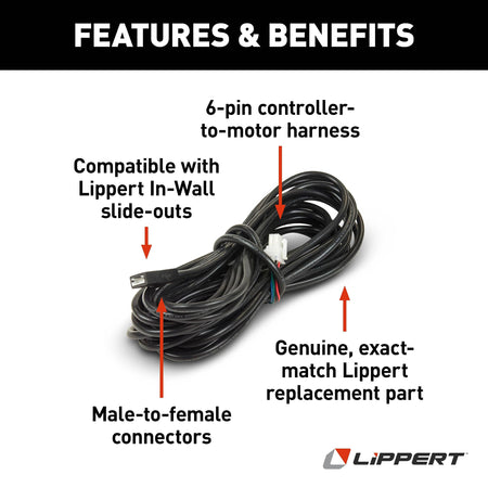 LIPPERT COMP 238992 Lippert Replacement 35' Male-to-Female 6-Pin Controller-to-Motor Ha...