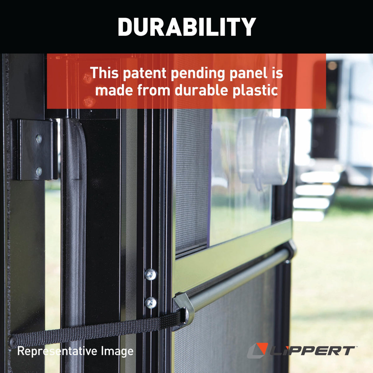 LIPPERT COMP 239061 Lippert Replacement RV Screen Door Slider Panel with Push-Down Knob...