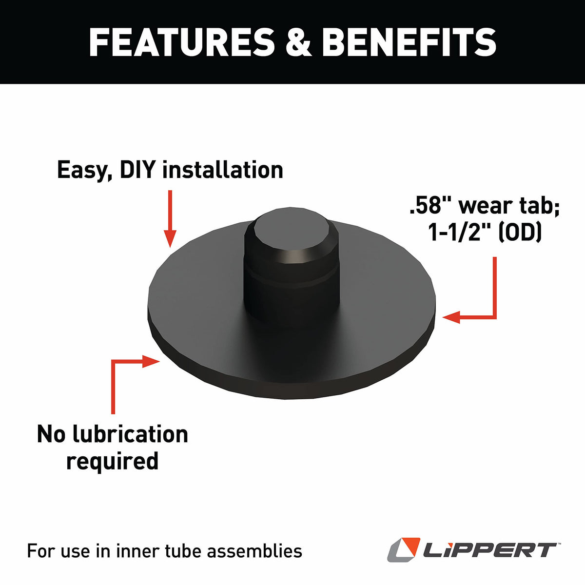 LIPPERT COMP 277882 Lippert Replacement .58 Wear Tab with 1-1/2 OD for RV Slide-Out Sys...