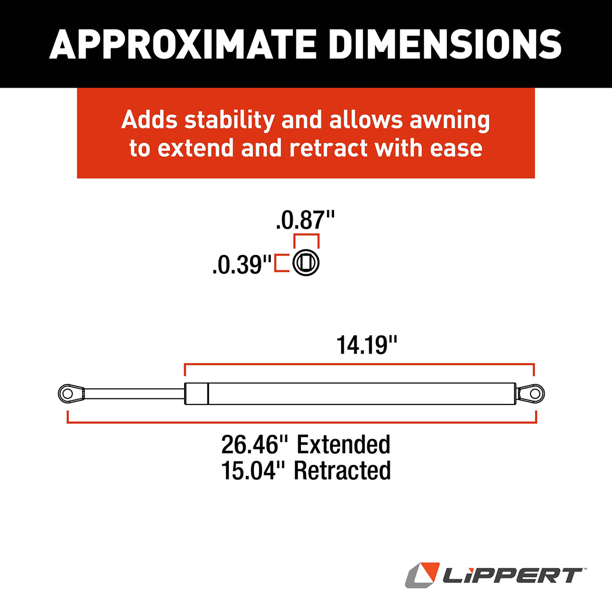 LIPPERT COMP 280343 GAS STRUT; 26' 124 LBS