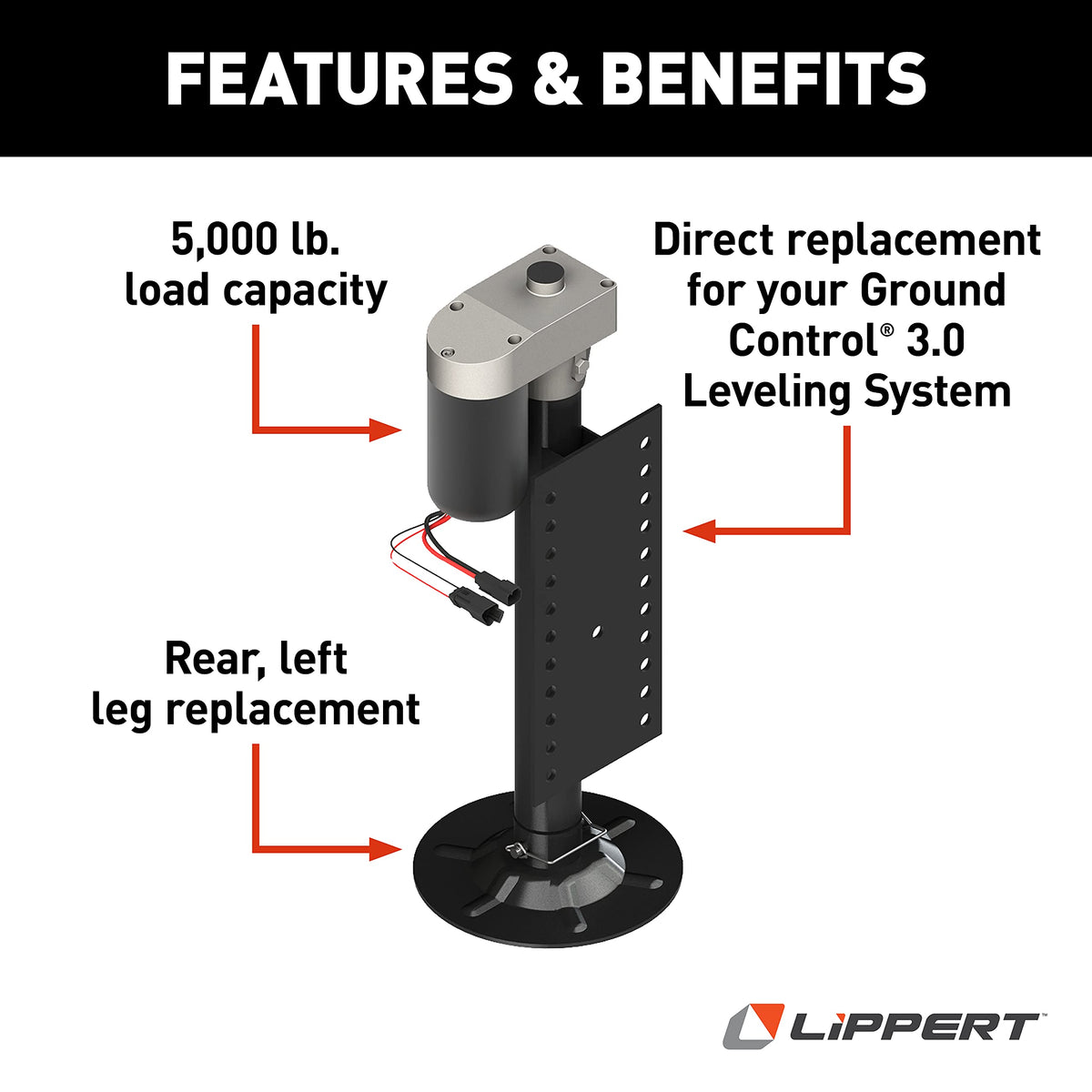 LIPPERT COMP 305339 HALL EFCT JK W/MTG PLT LFT 5000LBS