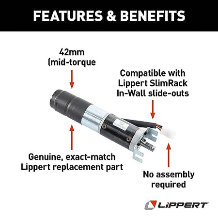 LIPPERT COMP 364262 onents -  in-Wall Slide-Out Motor with Brake - 42mm (Mid Torque)