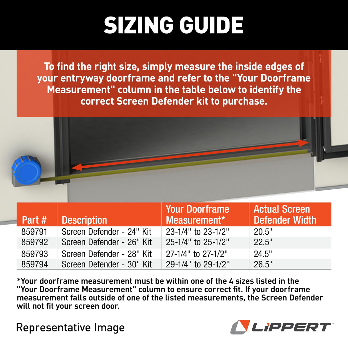 LIPPERT COMP 859792 SCREEN DEFENDER KIT 26 IN