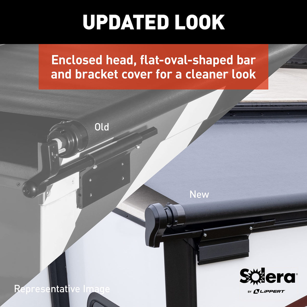 LIPPERT COMP V000182037 Solera  Black Slide Topper Awning - 10'6 (10'1 Fabric) RV & Camper