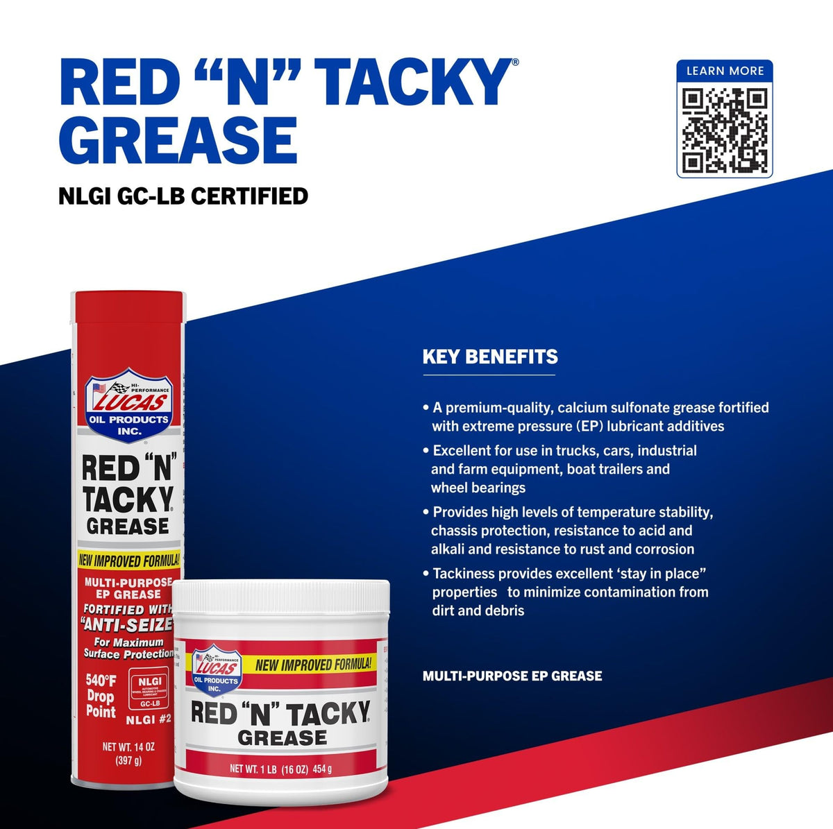 LUCAS OIL 1000530 RED 'N' TACKY GREASE/30X1