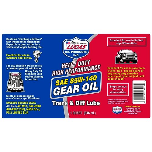 LUCAS OIL 10042 85/140 HD GEAR OIL QUART