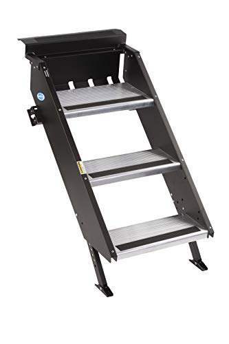 MOR/RYDE STP-207 MORryde StepAbove Fold-Up RV Entry Step - 3-Step (9 Step Rise), Fi... RV & Camper