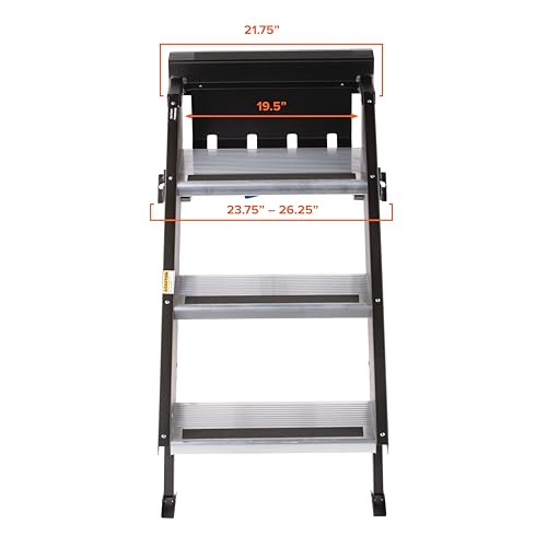 MOR/RYDE STP-207 MORryde StepAbove Fold-Up RV Entry Step - 3-Step (9 Step Rise), Fi... RV & Camper