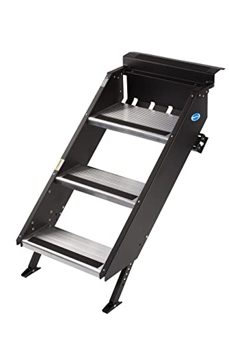 MOR/RYDE STP-207 MORryde  StepAbove Fold-Up RV Entry Step - 3-Step (9 Step Rise), Fi... RV & Camper