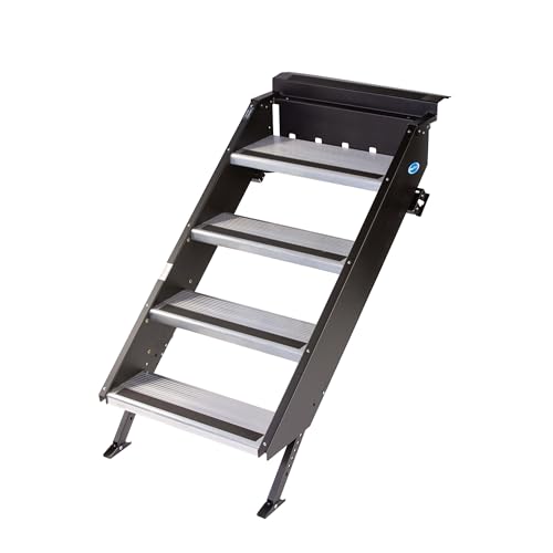 MOR/RYDE STP-212 MORryde StepAbove Fold-Up RV Entry Step - 4-Step (8 Step Rise), Fi... RV & Camper