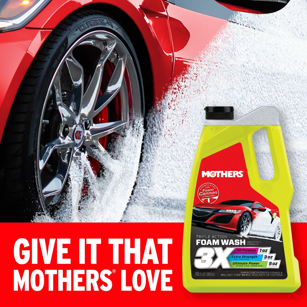 Mothers Mothers Triple Action Foam Wash, 100 oz. — pH Balanced, Eco-Friendly, Super-Sudsy, Foam Cannon,