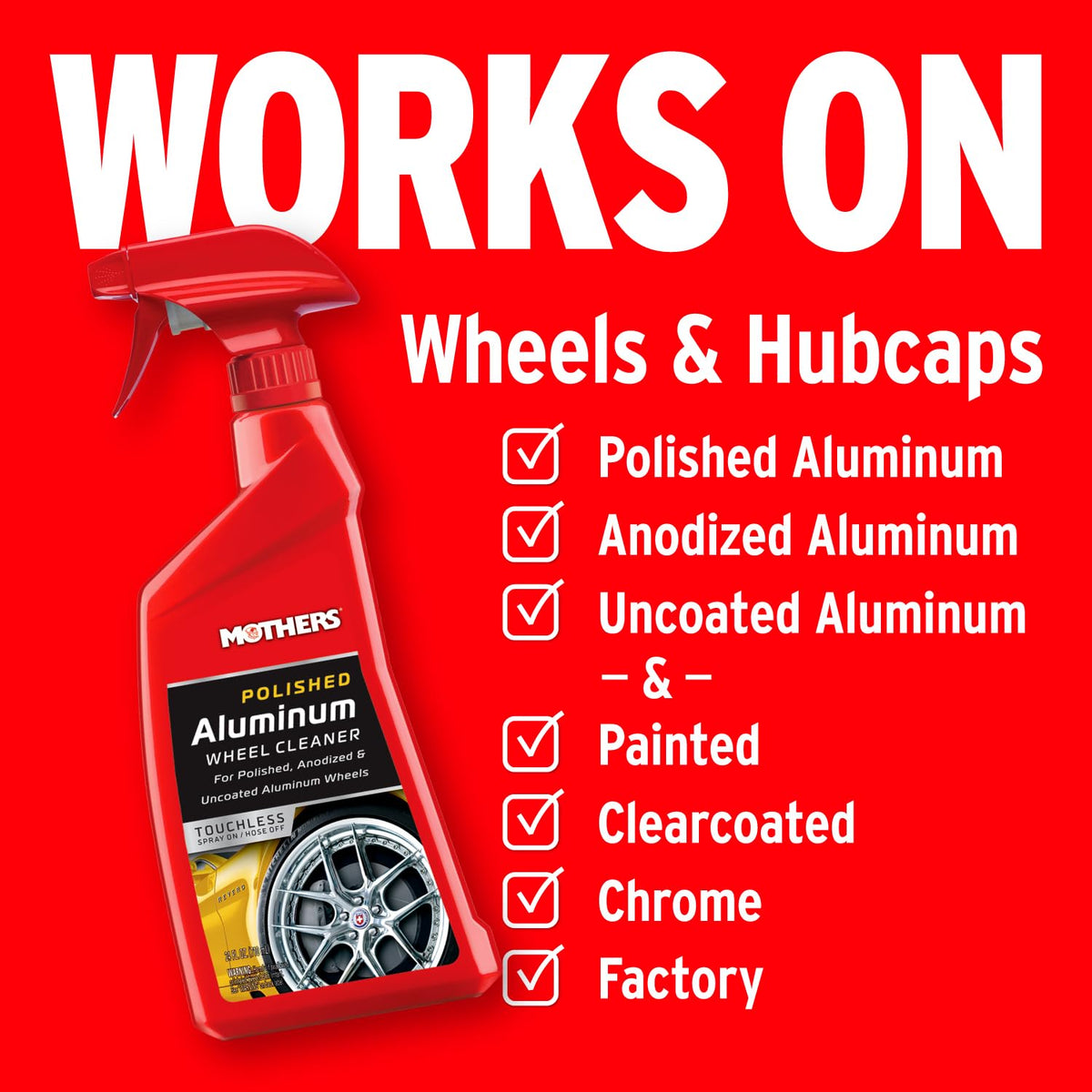MOTHERS 06024 ALUM WHEEL CLEANR 24OZ
