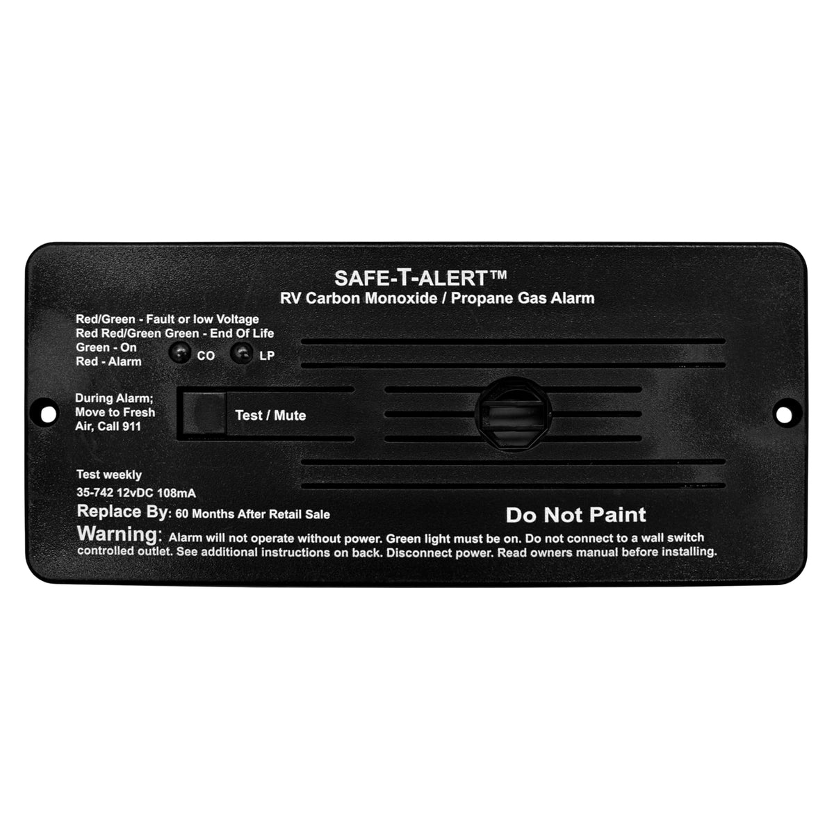MTI INDUSTRY 35742BL 12V CO/LP GAS ALARM FLUSH