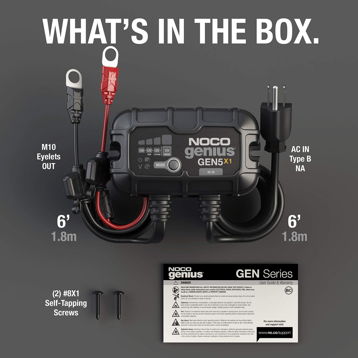 NOCO GEN5X1 1-BANK 5A ONBOARD BATTERY CHARGER