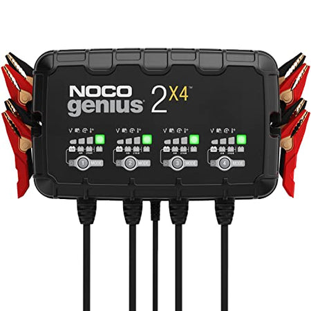 NOCO NOCO GENIUS2X4: 8A 4-Bank Smart Battery Charger (2A/Bank) - 6V/12V Automatic Maintainer, Trickle