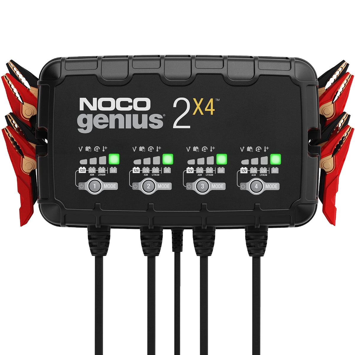 NOCO NOCO GENIUS2X4: 8A 4-Bank Smart Battery Charger (2A/Bank) - 6V/12V Automatic Maintainer, Trickle