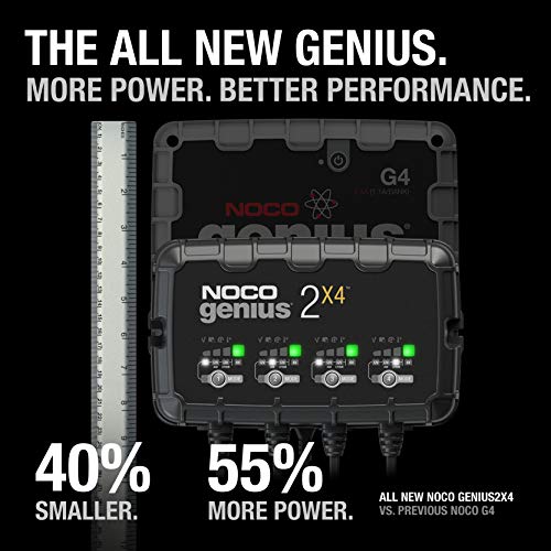 NOCO NOCO GENIUS2X4: 8A 4-Bank Smart Battery Charger (2A/Bank) - 6V/12V Automatic Maintainer, Trickle