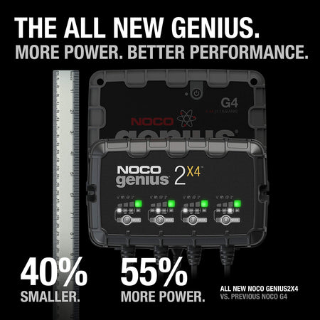 NOCO NOCO GENIUS2X4: 8A 4-Bank Smart Battery Charger (2A/Bank) - 6V/12V Automatic Maintainer, Trickle