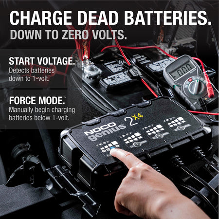 NOCO NOCO GENIUS2X4: 8A 4-Bank Smart Battery Charger (2A/Bank) - 6V/12V Automatic Maintainer, Trickle