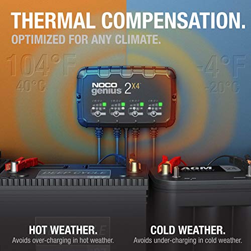 NOCO NOCO GENIUS2X4: 8A 4-Bank Smart Battery Charger (2A/Bank) - 6V/12V Automatic Maintainer, Trickle