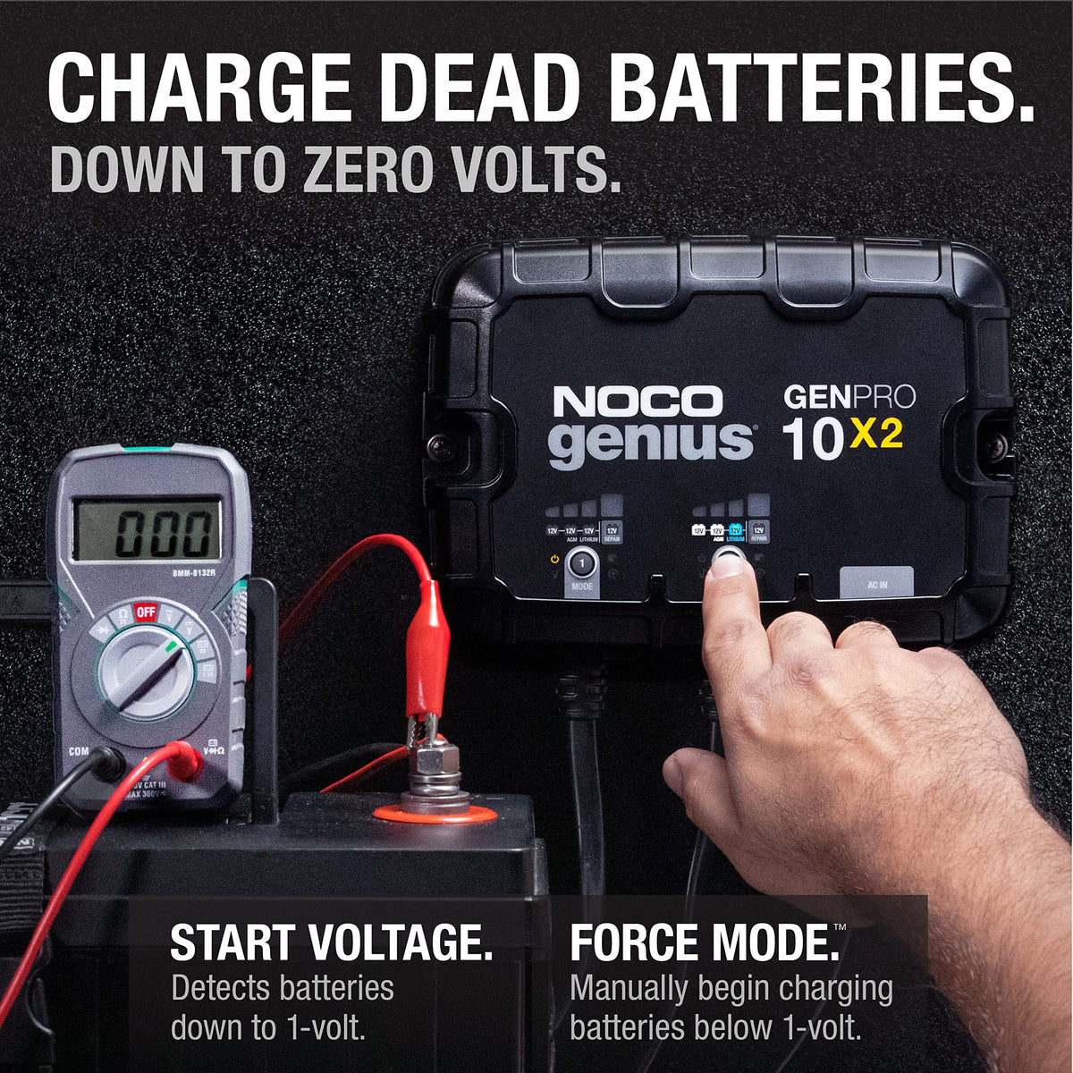 NOCO GENPRO10X2 Genius : 2-Bank, 20A Onboard Battery Charger - 10A Per Bank, 12V Wa...