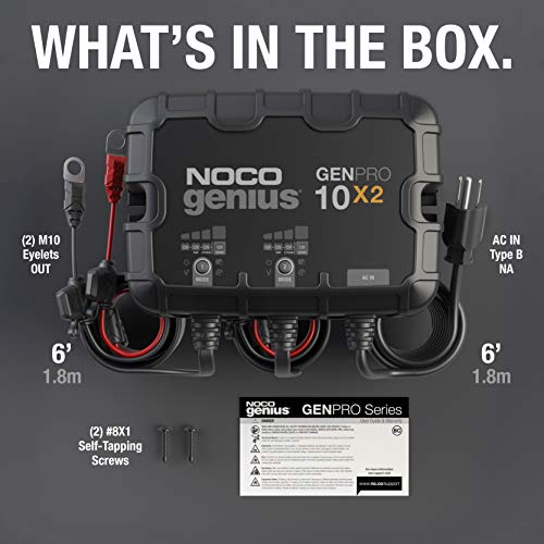 NOCO GENPRO10X2 Genius : 2-Bank, 20A Onboard Battery Charger - 10A Per Bank, 12V Wa...