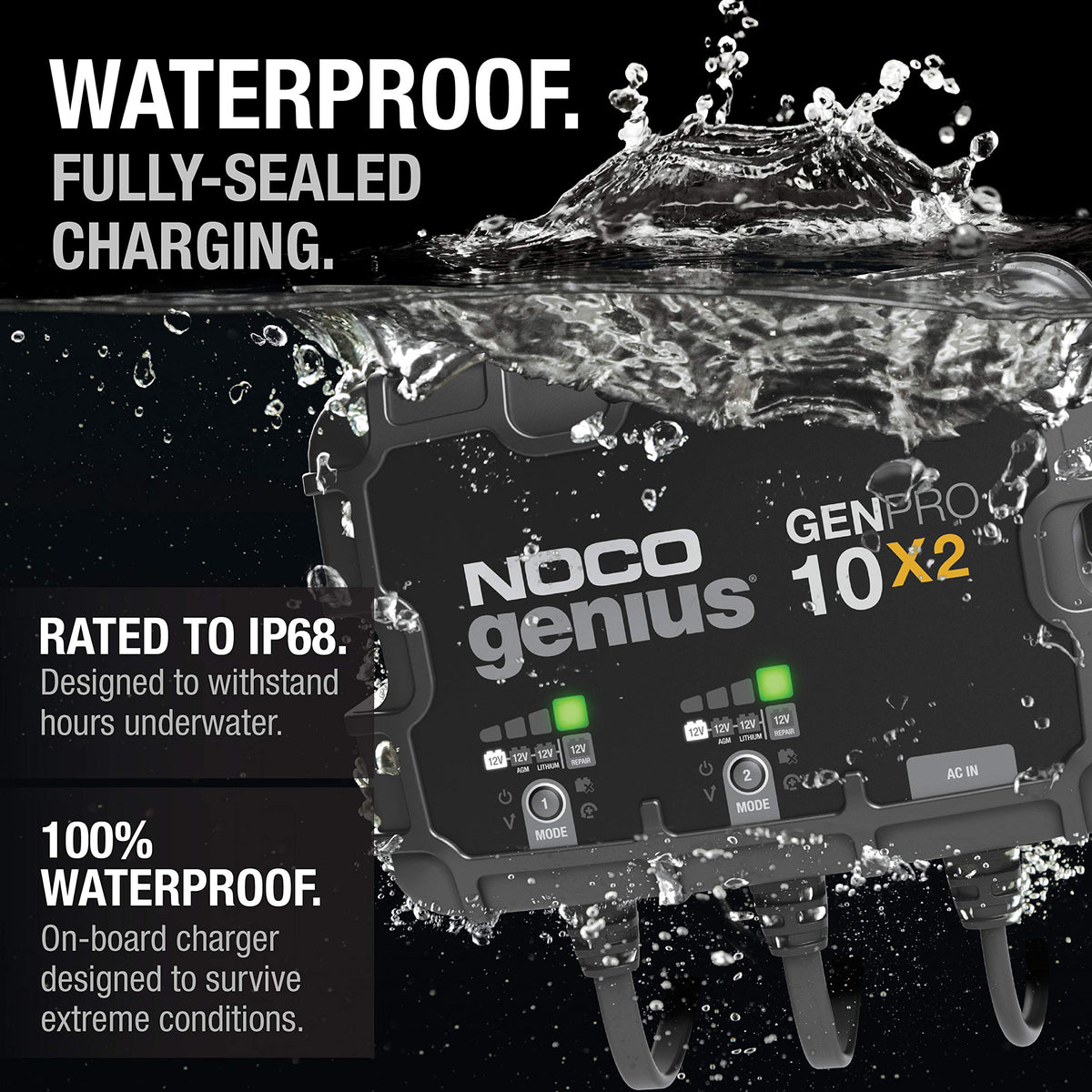 NOCO GENPRO10X2 2-BANK 20A ONBOARD BATTERY CHARGER